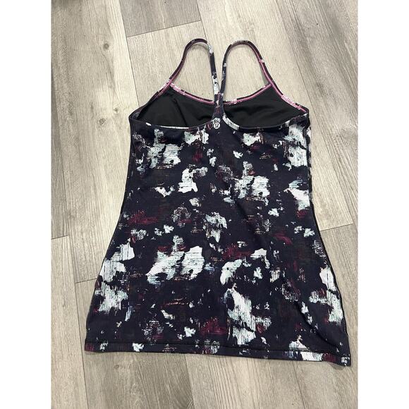 Lululemon Power Y Tank Top Womens 4 Static Floral Black Athletic - Picture 1 of 3